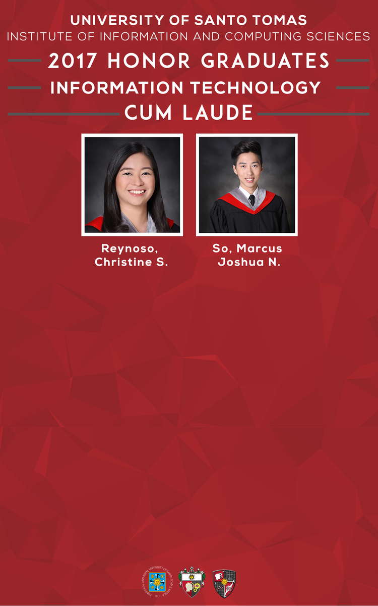 usticssc's tweet photo. The following students from the Information Technology department will be graduating with latin honors.

Congratulations! https://t.co/EQNrEIo4rY