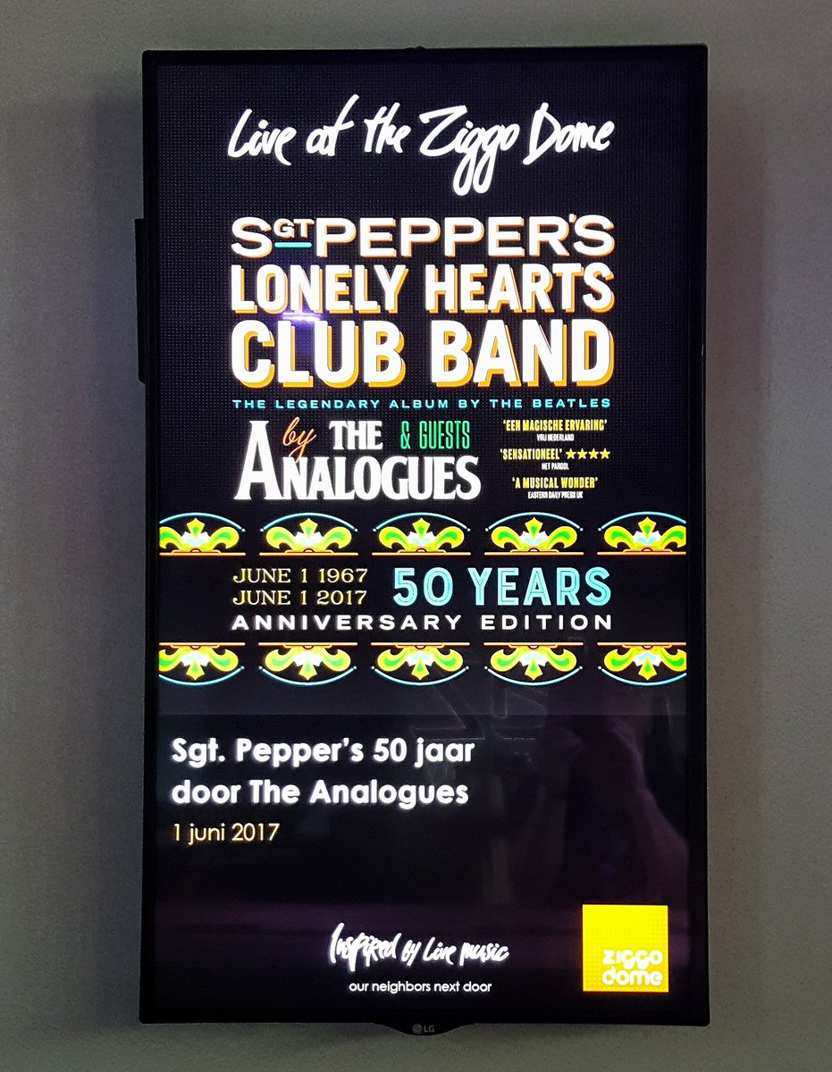 Probably the biggest gig anywhere celebrating 50th anniversary of Sgt Pepper! The Analogues at the Ziggo Dome.