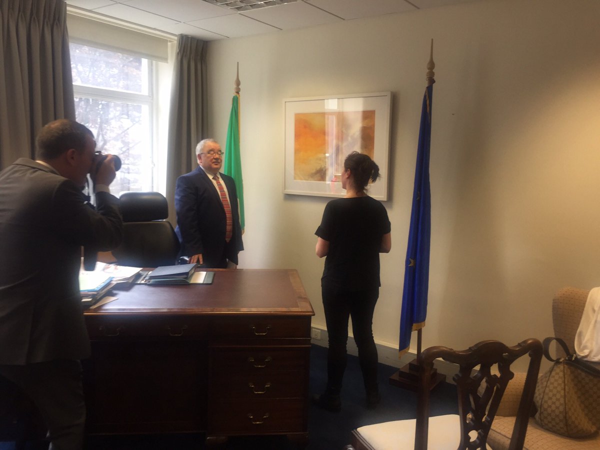 With the Ceann Comhairle Sean O'Fearghaíl  at the #Dail checking out my work from years ago!