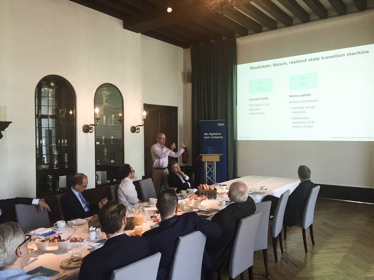 Dr. Mathias Bucher von der <a href="/hslu/">HSLU Hochschule Luzern</a> am ti&amp;m #breakfastnews mit dem Thema «The Impact of #Blockchain on the Financial Industry».