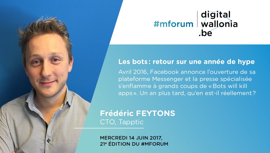 [#mforum] Les #bots, retour sur une année de hype. Avec <a href="/ffeytons/">Frédéric Feytons</a> CTO <a href="/Tapptic/">Tapptic</a> digitalwallonia.be/mforum21/ #digitalwallonia