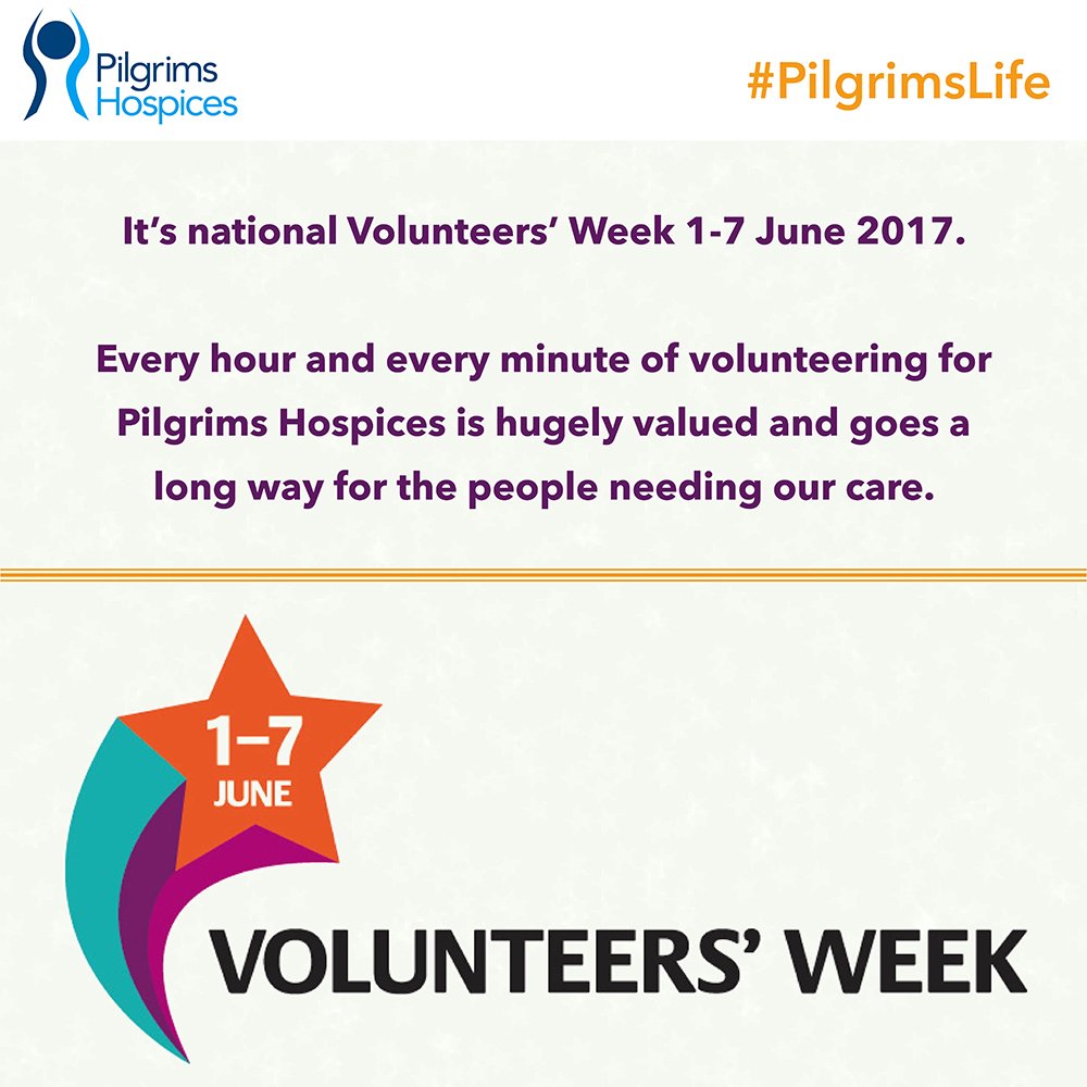 PilgrimsHospice's tweet photo. Happy national #VolunteersWeek from everyone at @PilgrimsHospice! We're celebrating our brilliant volunteers across the week. #PilgrimsLife https://t.co/9s2kExjDBk