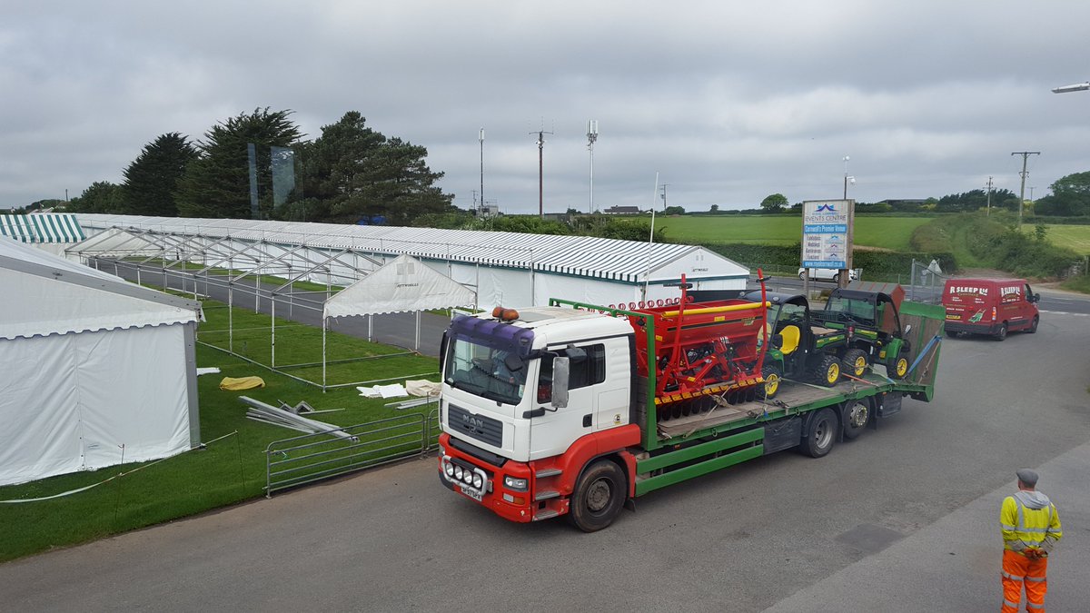 Tractors &amp; machinery arriving already this morning. Agriculture is at the heart of the #RoyalCornwall Show. royalcornwall.co.uk