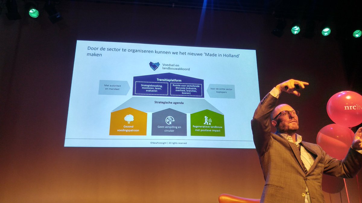 Regie vanuit transitieplatform en ondersteunen koplopers om de spelregels van de #foodgame te veranderen #nrclive @Lucas_Simons