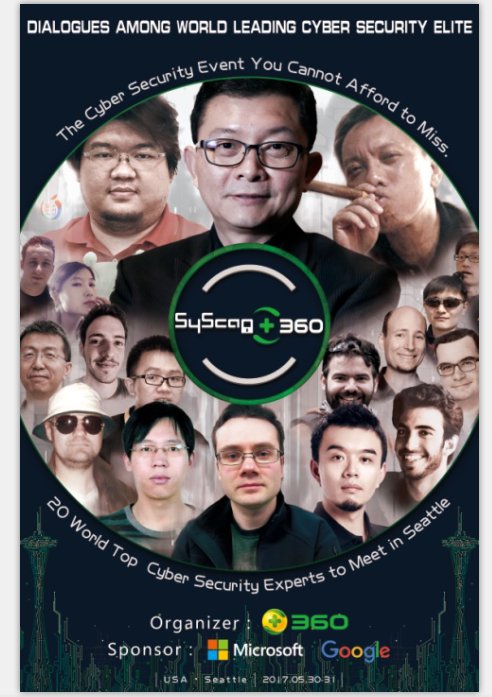 SyScan360's tweet image. Let's recall the speaker again in 2017 #SyScan360 Seattle,special mention to this year's wonderful speakers! 💕💕💕 @thomas_coseinc