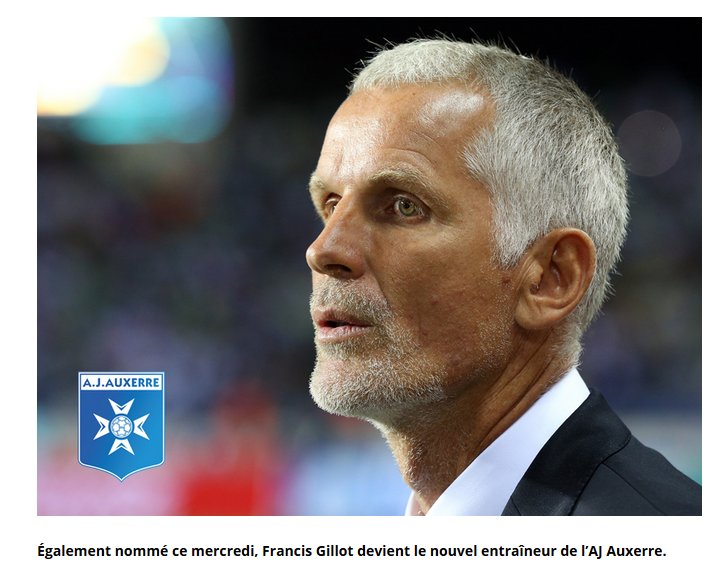 TeamMercato's tweet photo. #OFFICIEL
Francis #Gillot nommé entraineur de l'AJ #Auxerre.
Cédric #Daury nommé directeur sportif https://t.co/TiIDrUDUeF