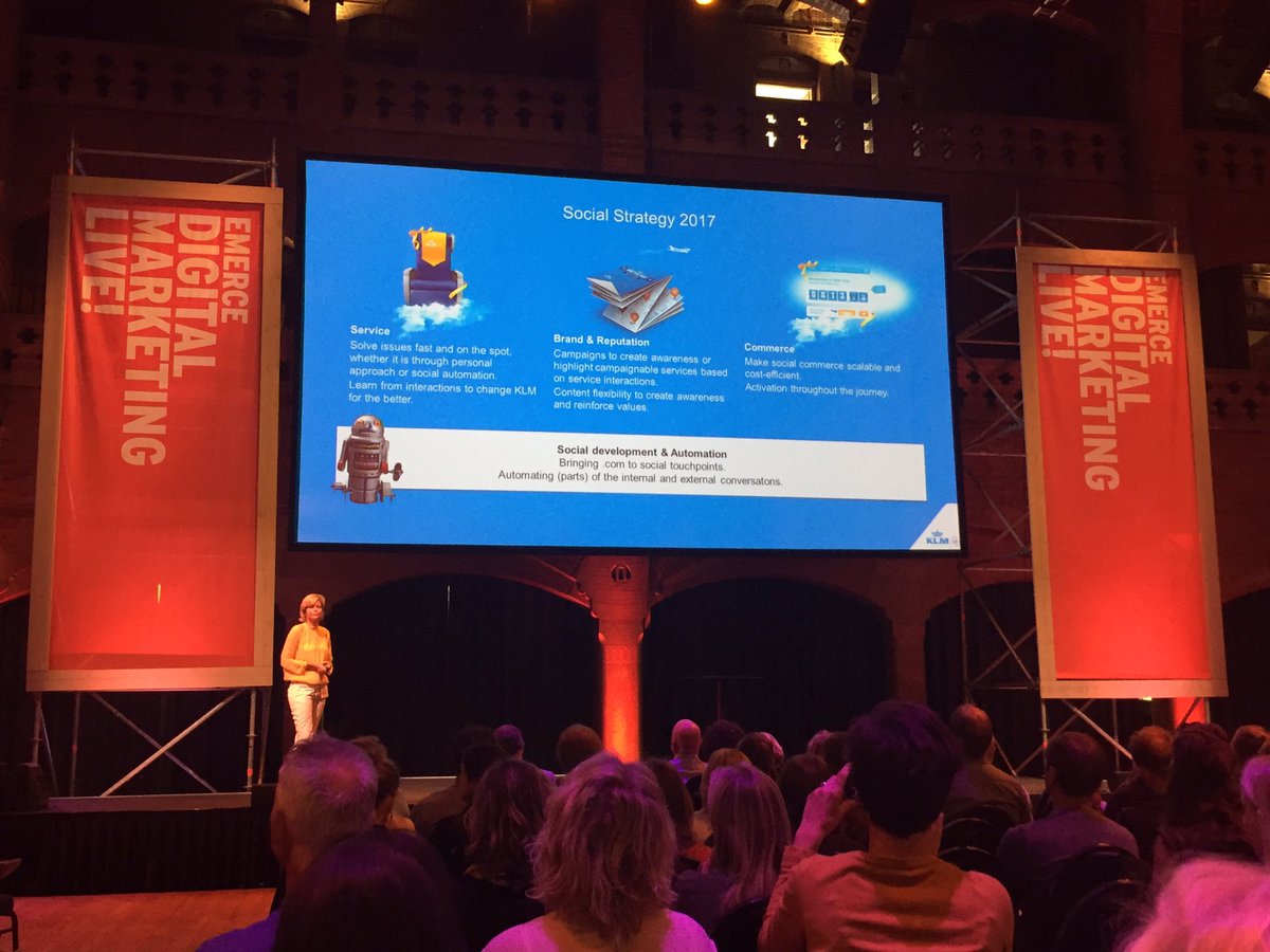 Misschien is de social strategie dan niet "heel spannend" aldus Karlijn Vogel (KLM), het werkt wel! Veel goede sprekers vandaag bij DML :-)