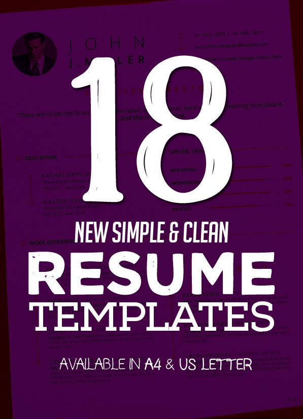 18 New Clean CV / Resume Templates with Cover Letter #GraphicDesign #designwhizz #designer buff.ly/2ro9Tup