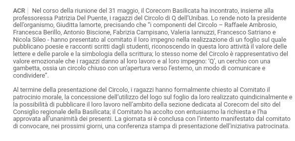 giudittalamorte's tweet photo. Il #CoReCombas ha incontrato il Circolo di Q accolto loro richiesta di patrocinio
https://t.co/SC1zTzMi42 https://t.co/ZqZ4OGwnnd
