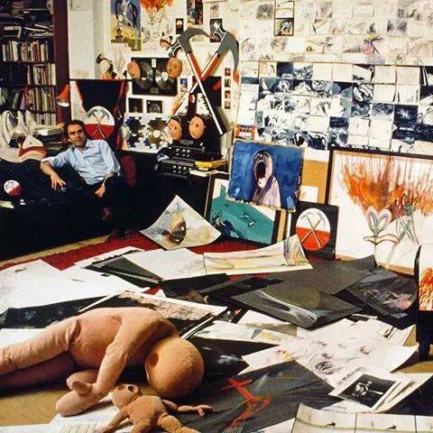 A very happy birthday to Gerald Scarfe, here seen in his studio whilst working on Pink Floyd\s The Wall. 