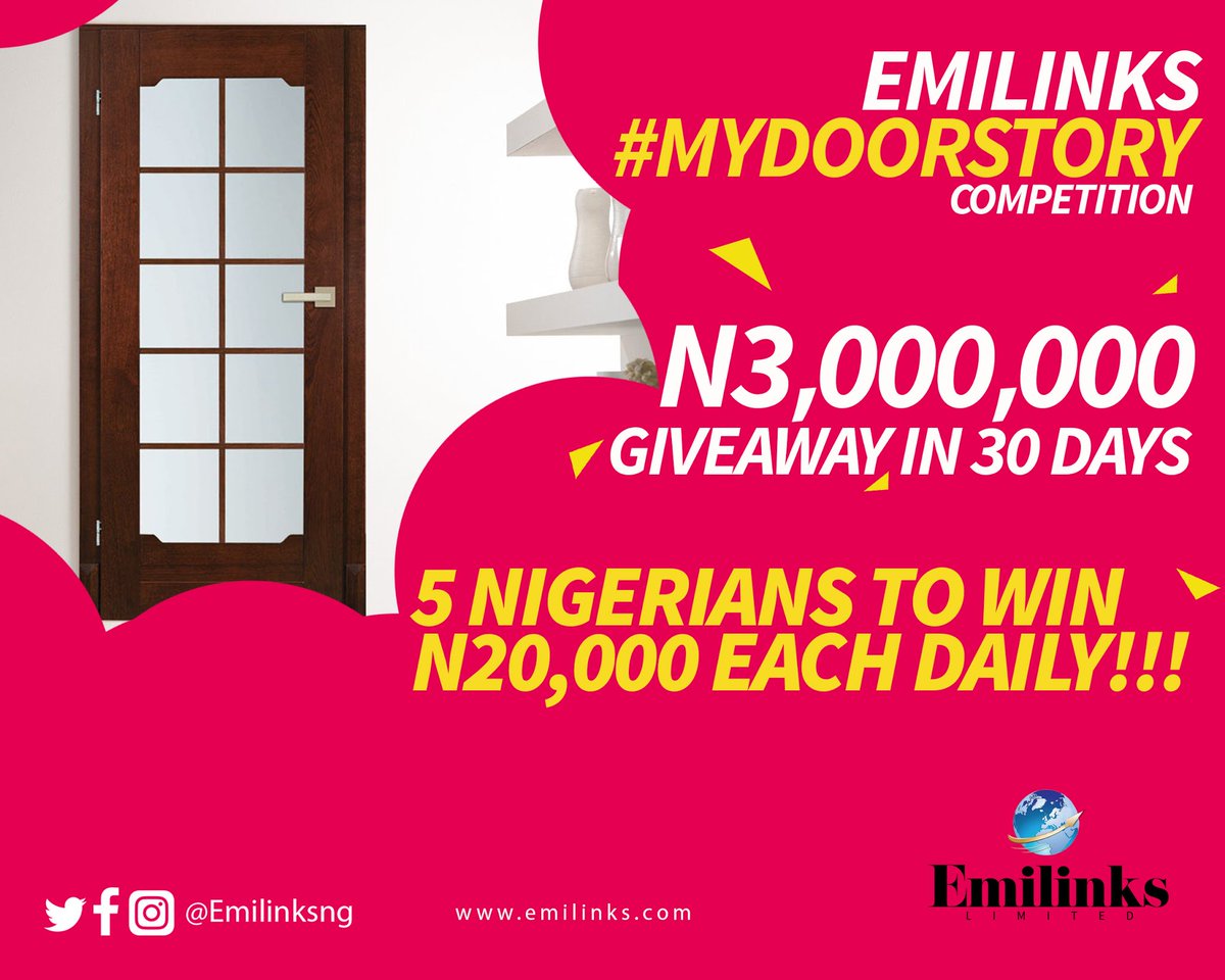 PulseNigeria247's tweet photo. #FeatureByEmilinks
The @EmilinksNG #MyDoorStory competition is still on.
Fancy winning N20,000 daily? Watch this space. https://t.co/sZwkdYiFst