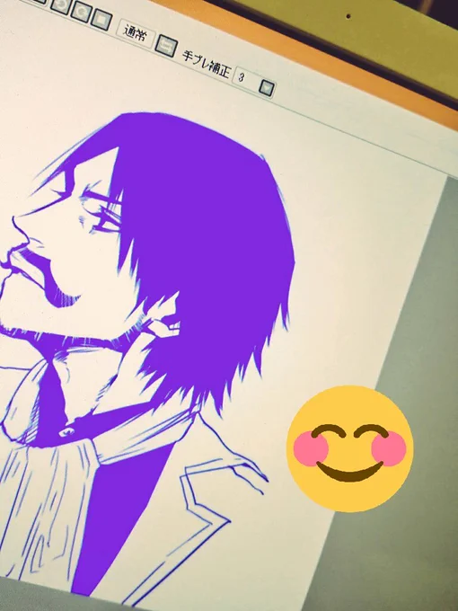 残念ながら、今日の完成は見送り。でもでも素敵な横顔が描けたのでパシャリ 