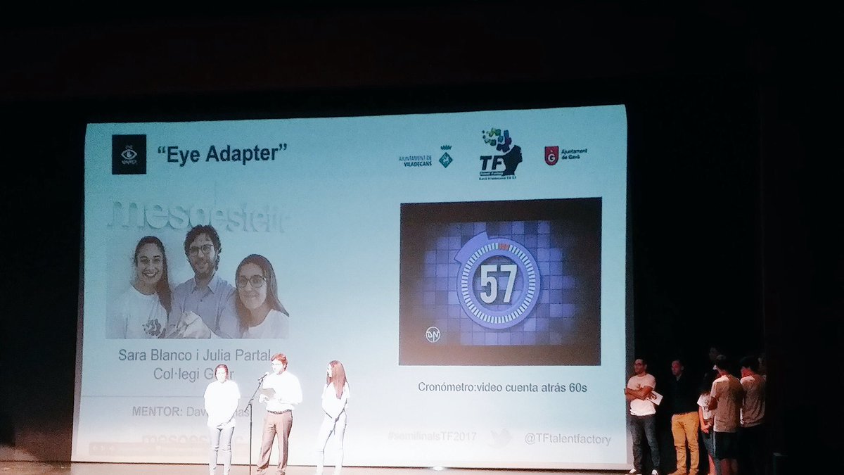 TFtalentfactory's tweet photo. @mesoestetic_ES #mentoritza el projecte #EyeAdapter @escolagoar #FinalistaTF2017 @ViladecansTweet @giselfust @elena_alarcon #exiteducatiu https://t.co/ffxlWVYxGP