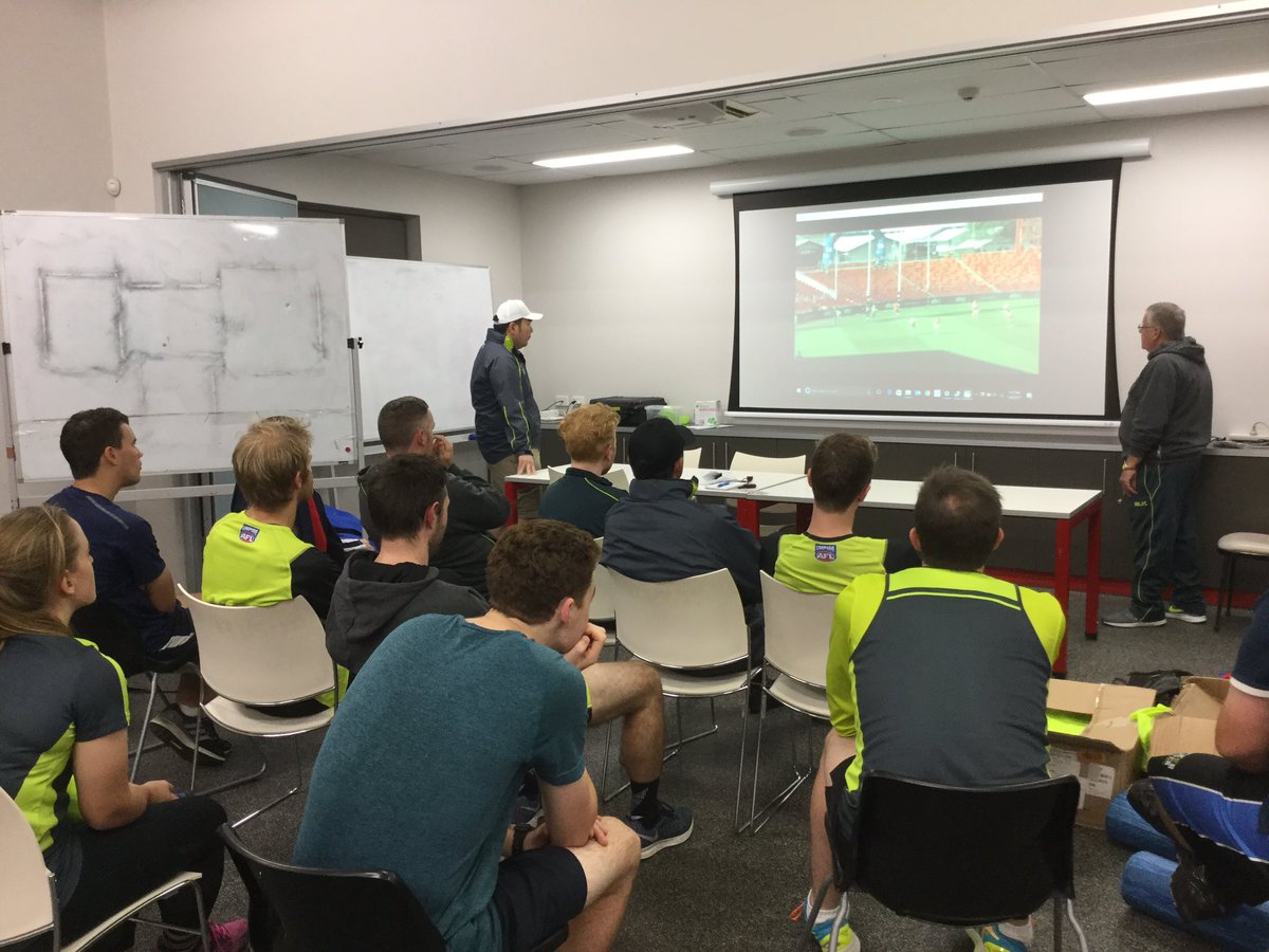 GibsonBarry's tweet image. Our @Aflqumpire high performance group working hard on their craft tonight #umpireAFL #AFLQFooty
