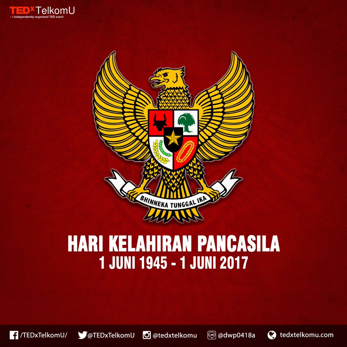 TEDxTelkomU's tweet photo. Kami TEDxTelkomU 
Kami Indonesia 
Kami Pancasila

#TEDx
#TEDxTelkomU
#IdeasWorthSpreading https://t.co/xAvluSQQ9T