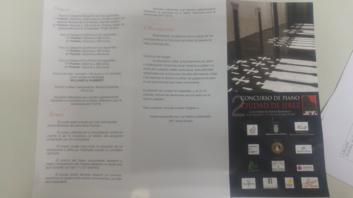 Concurso de piano Ciudad de Jerez. 31ago-2sep. foresmus.es