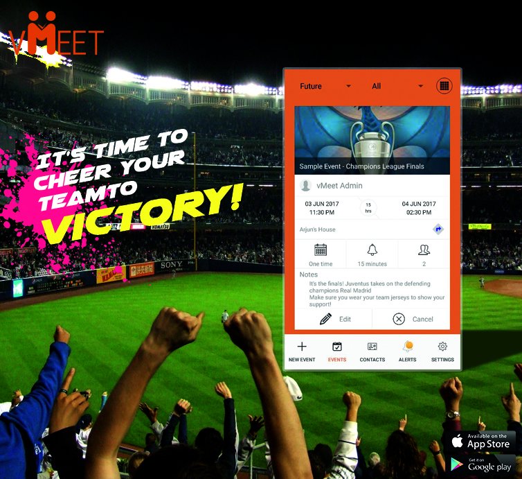 AppvMeet's tweet photo. Watch the #ChampionsLeague finals tonight with your #friends by planning it through #vMeet! #UCL #RealMadrid #Juventus #Football https://t.co/qALiIGqroH