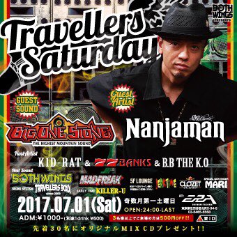 77BANKS's tweet photo. 7/1(SAT) #トラサタ #bothwings #travellers_saturday #travellersboxx #madfreak #fitness #jerktime #マリめし #nanjaman #bigonestone #爆音シンジゲート https://t.co/kQwD81Ht35
