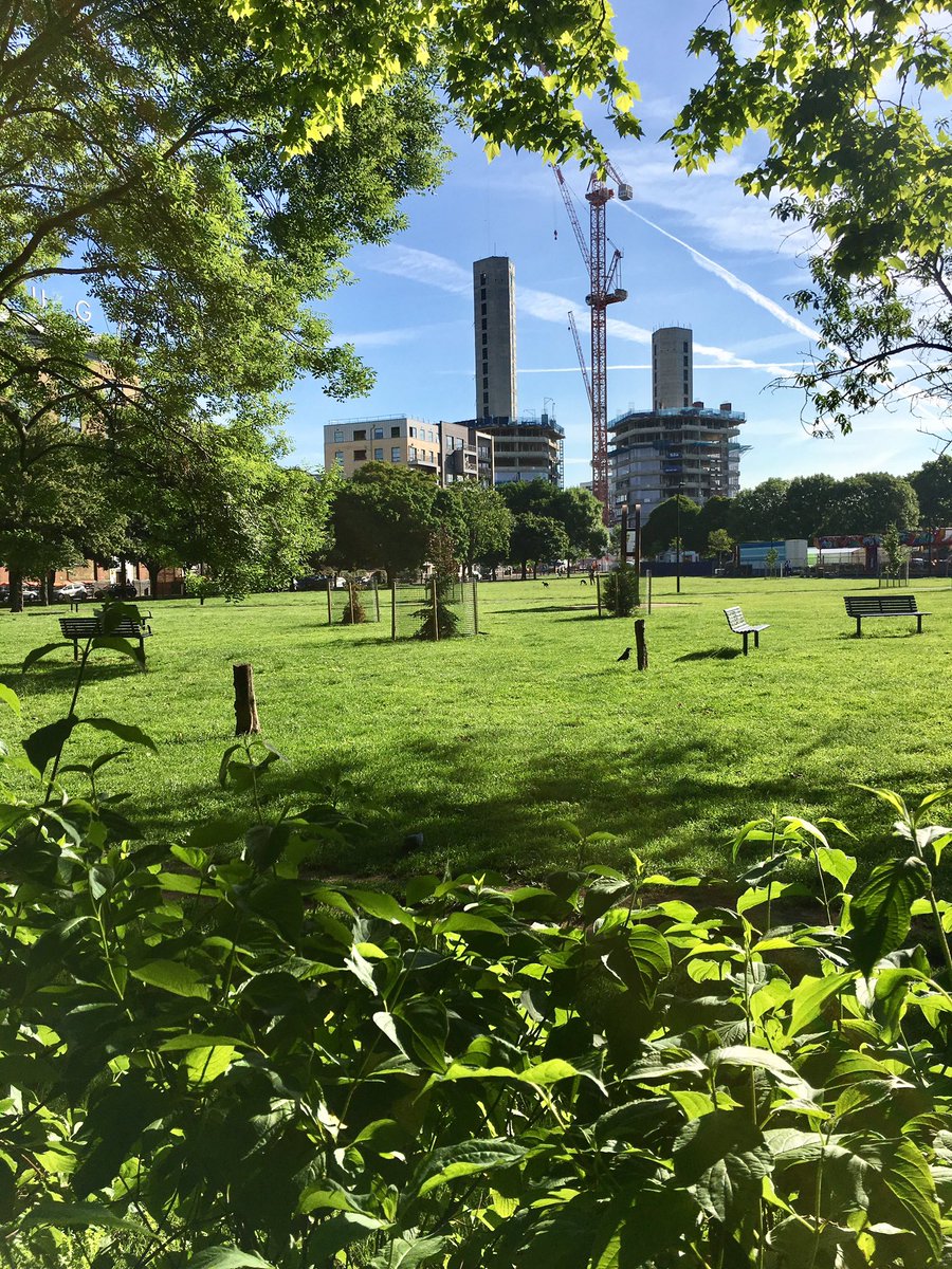 anthologyMD's tweet photo. Good construction progress at #anthologyhoxtonpress seen across shoreditch park in the early morning sun https://t.co/QwQukYq7zp