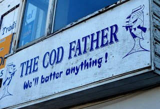 qikipedia's tweet image. Actual names for fish and chip restaurants include Cod Father, Rock and Soul, Codswallop, In Cod We Serve, Fryer Tuck and A Salt &amp;amp; Battery.