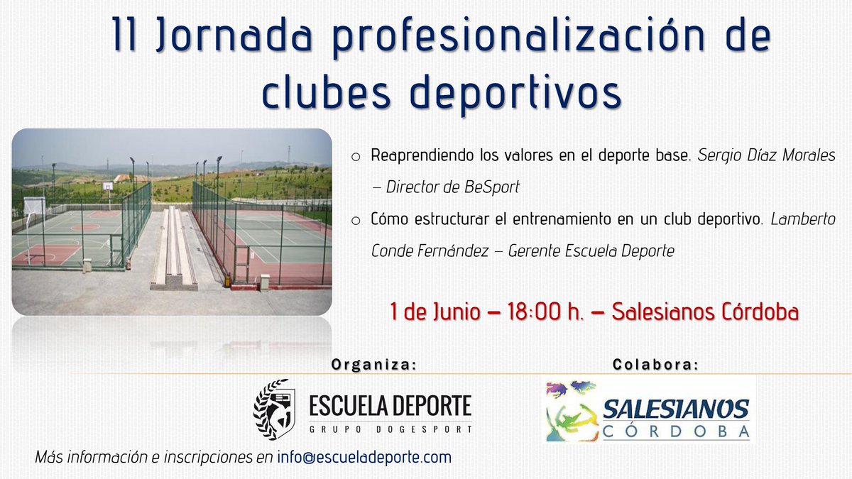 ¡No te lo pierdas! Pásate esta tarde por las instalaciones de <a href="/salescordoba/">Salesianos Córdoba 🧡</a> y desarrolla tu formación de gestor de club deportivo 🤼🚴‍♀️⛹️🤾🏇🤽