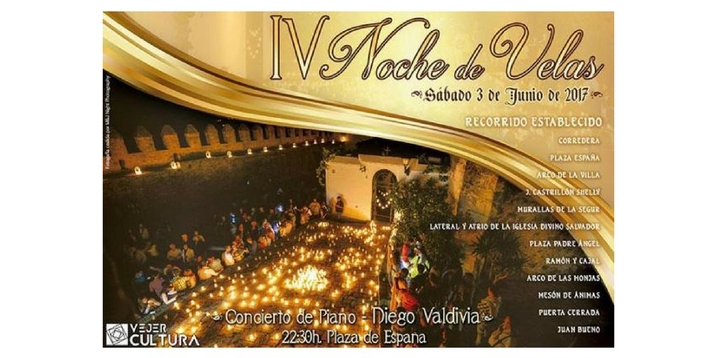 Noche de velas, en #Vejer, con concierto de #piano de <a href="/DValdiviavalero/">Diego Valdivia Piano</a>  
ow.ly/FUv230cdxQh cc <a href="/vejer_frontera/">Vejer de la Frontera</a> @VejerAhoraySiem
