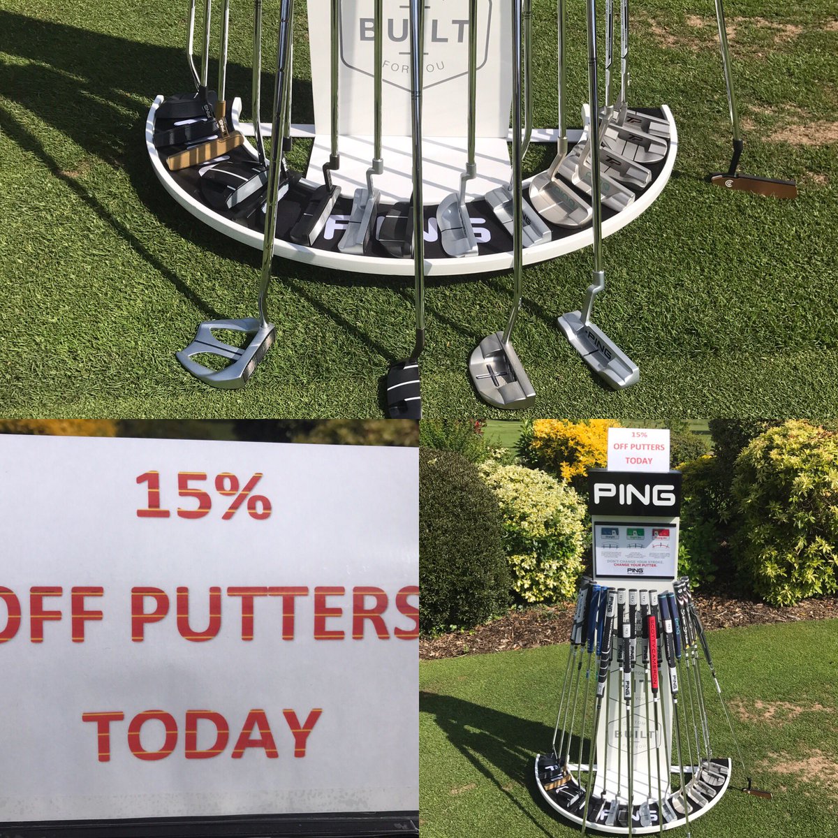 AdamGrayGolf's tweet photo. 15% off all putters today! Drop by to have a go with a few, PGA professionals on hand with advice if needed #puttersale #kenilworth #Warwick https://t.co/BAOK83xfpH