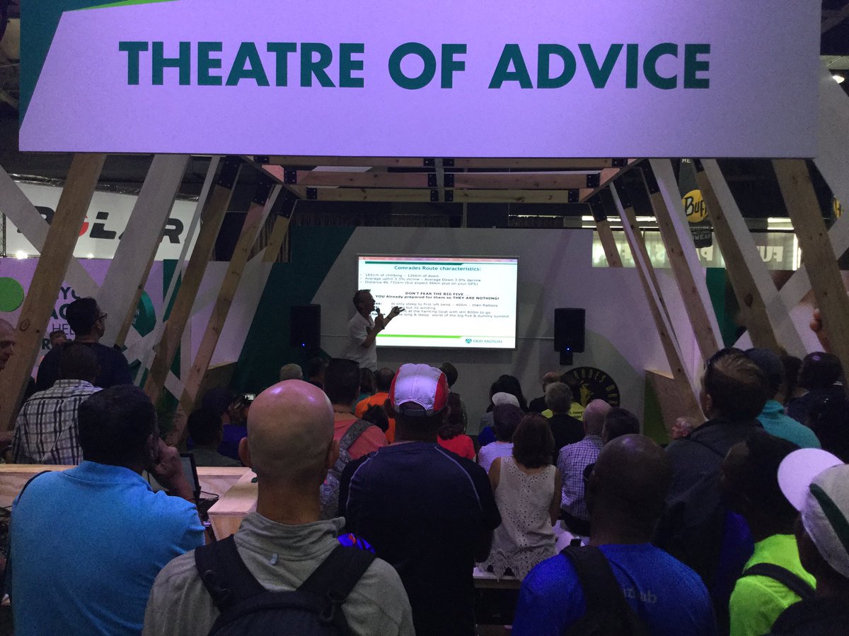 OldMutualSA's tweet photo. Captivated crowd as @CoachNorrie1 shares some race characteristics #Comrades2017 #GetGreatAdvice https://t.co/wa5Joo2VU7