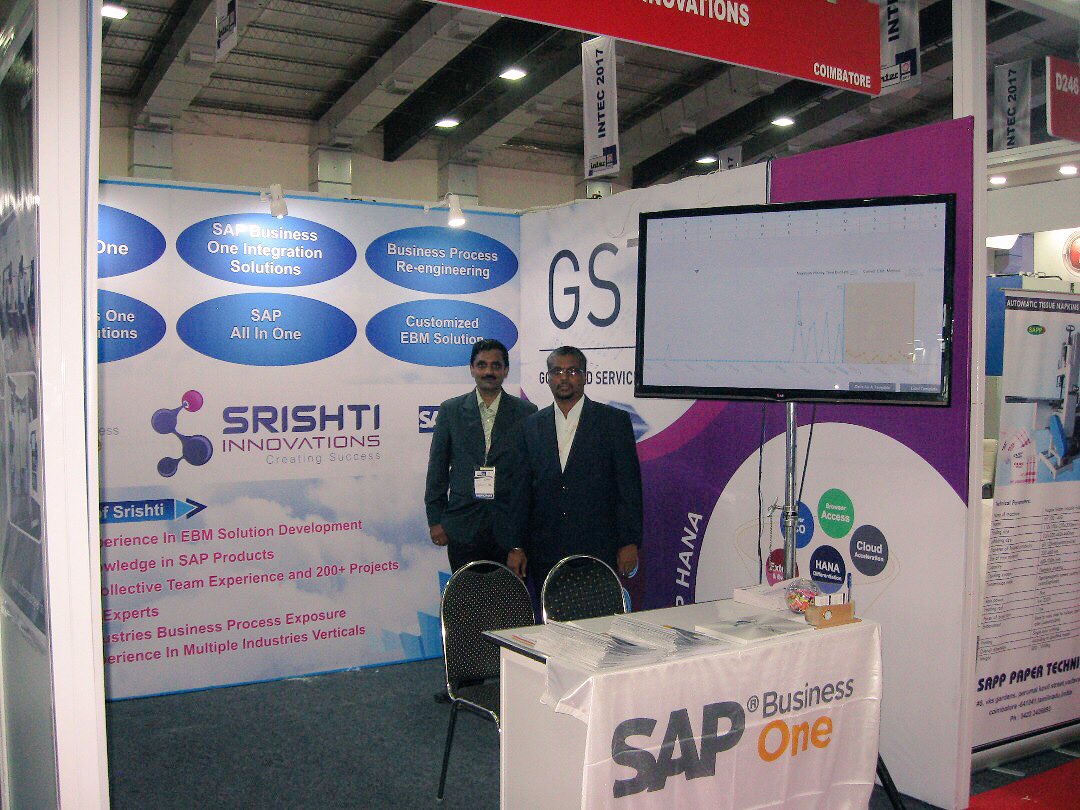 anil_marali's tweet photo. @SrishtiSales showcasing #SAPBusinessOne #ERP industry solutions at INTEC 2017 Expo stall no D-261 #coimbatore #Intec2017 #Codissia https://t.co/mGqBawn7GN
