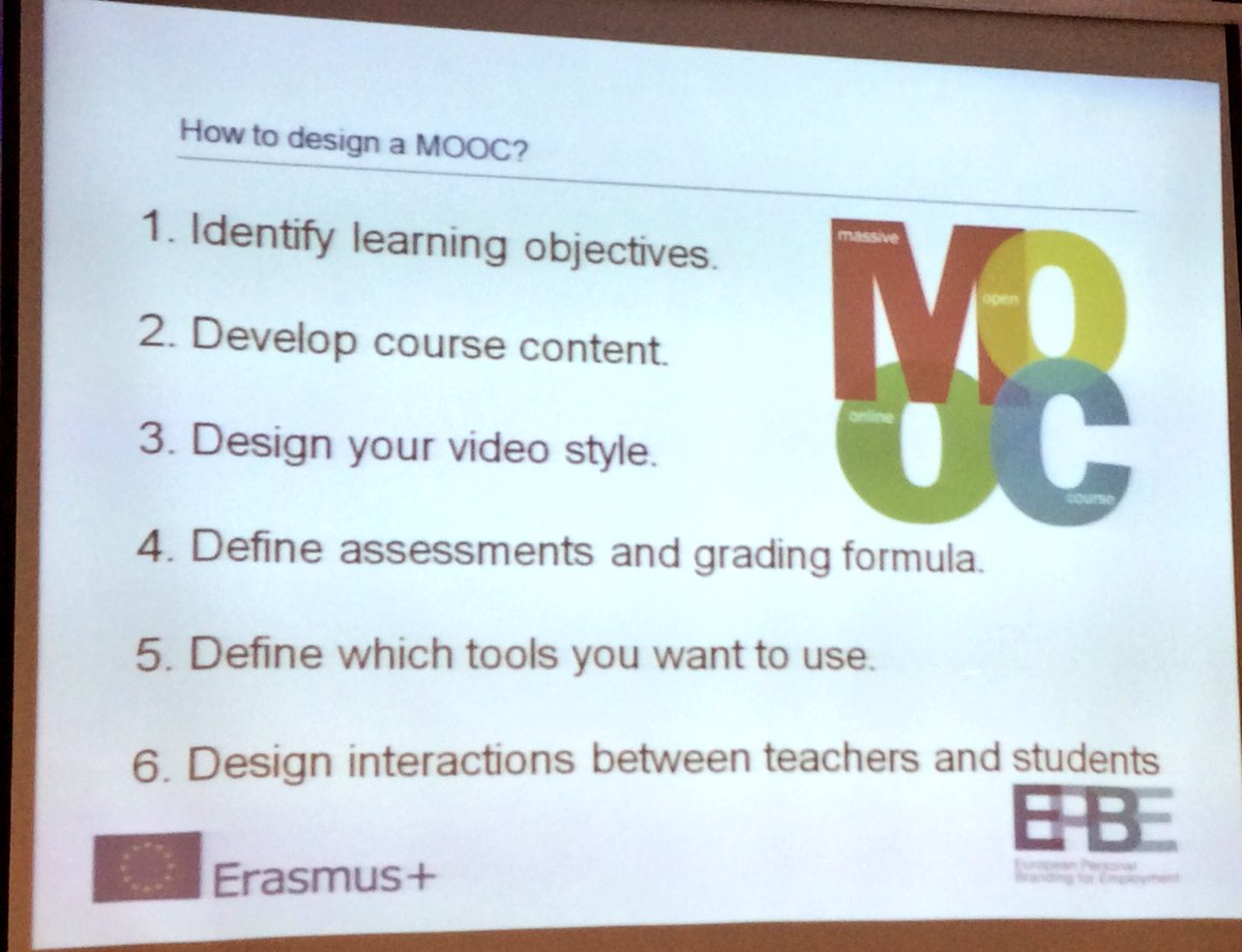 MonVall's tweet image. How to design a #MOOC by Roberto Righi  #EPBEIW2017 #ErasmusPlus