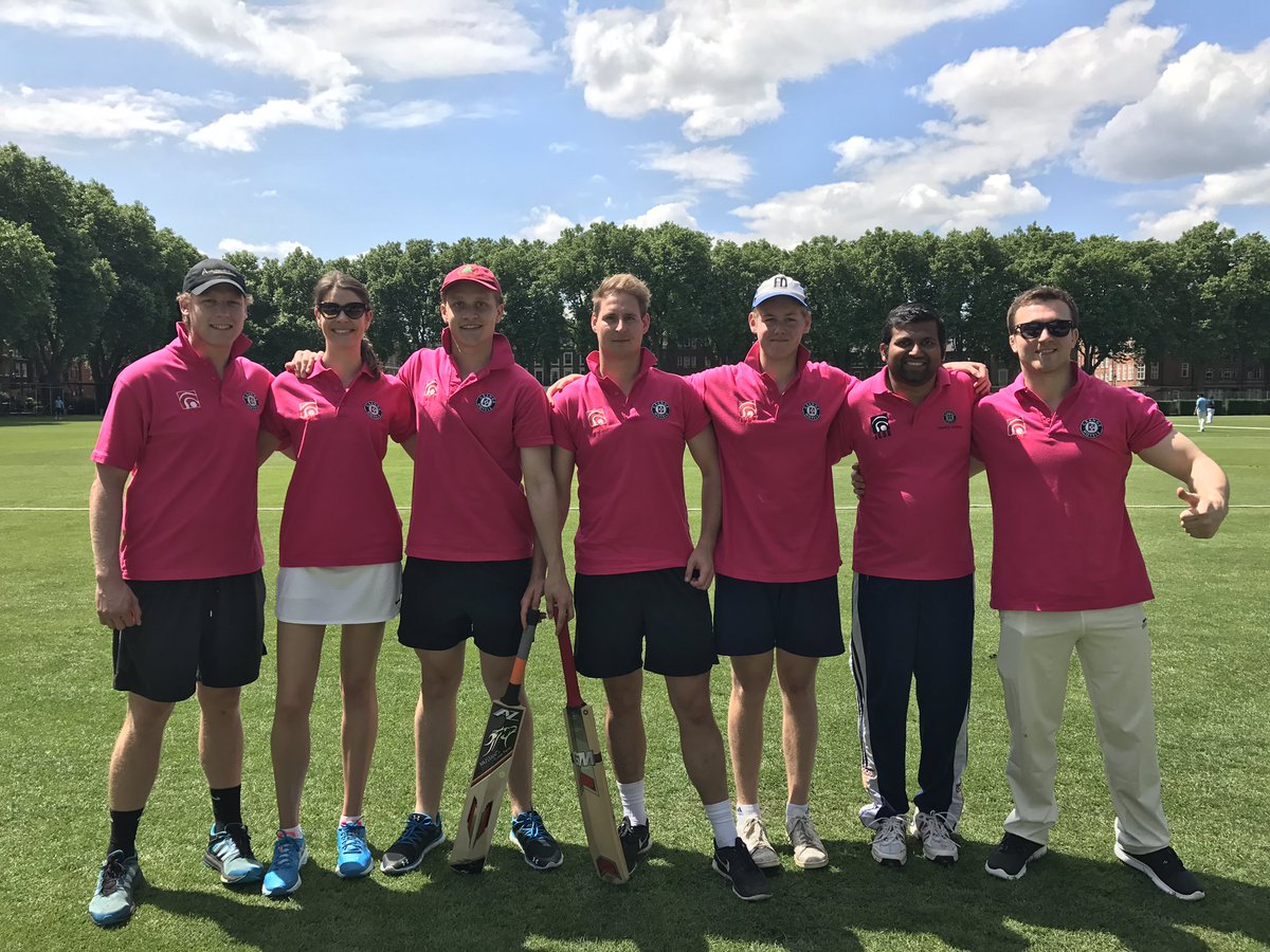 Surveying the wicket at the <a href="/GrangeHotels/">Grange Hotels</a> cricket tournement. <a href="/FarebrotherRE/">Farebrother</a>  #PrettyInPink #winnersaregrinners #london #summer #cricket