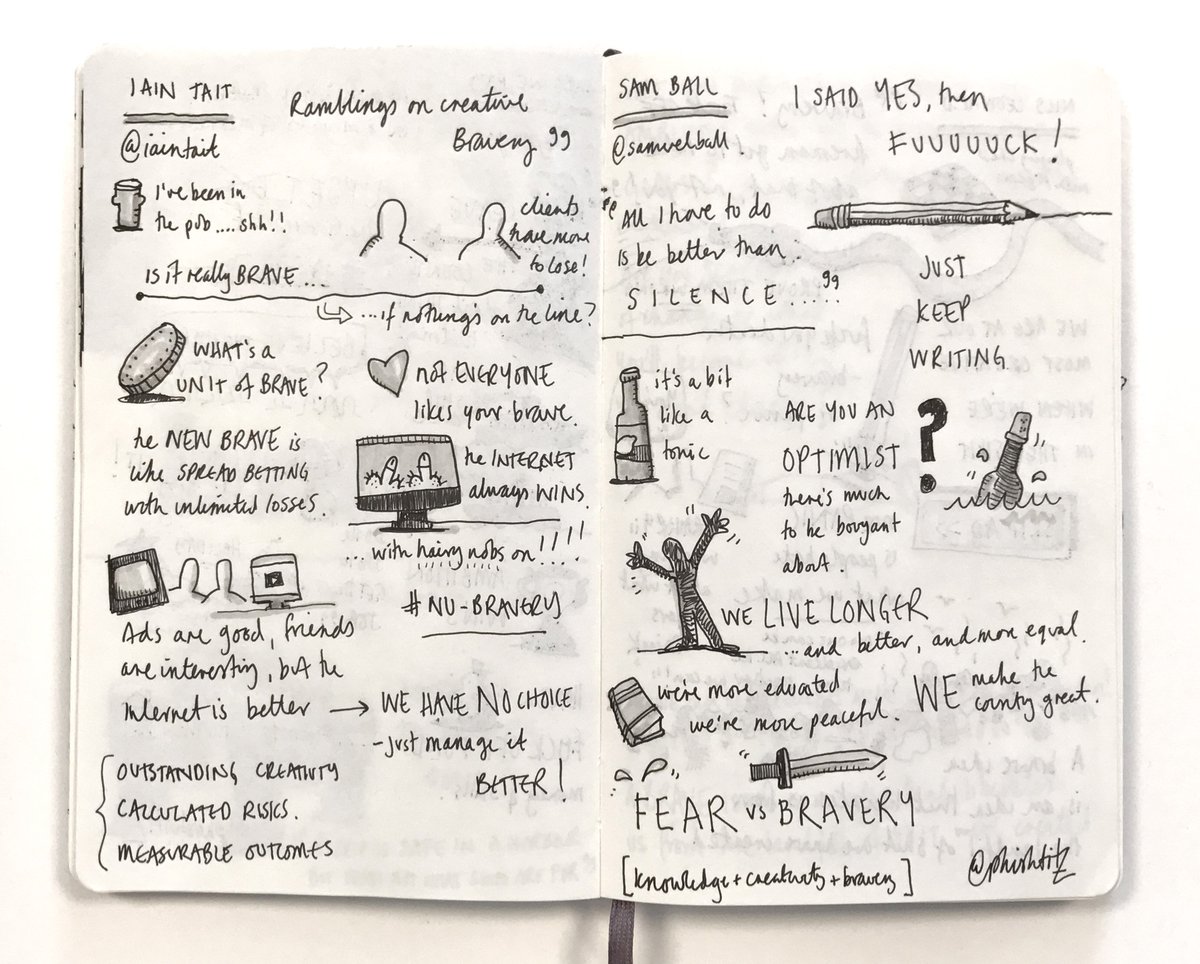 My sketchnotes from last night's #Howtobebrave #CSPresents 2/3 - <a href="/iaintait/">Iain Tait</a> &amp; <a href="/samuelball/">sam ball</a>
