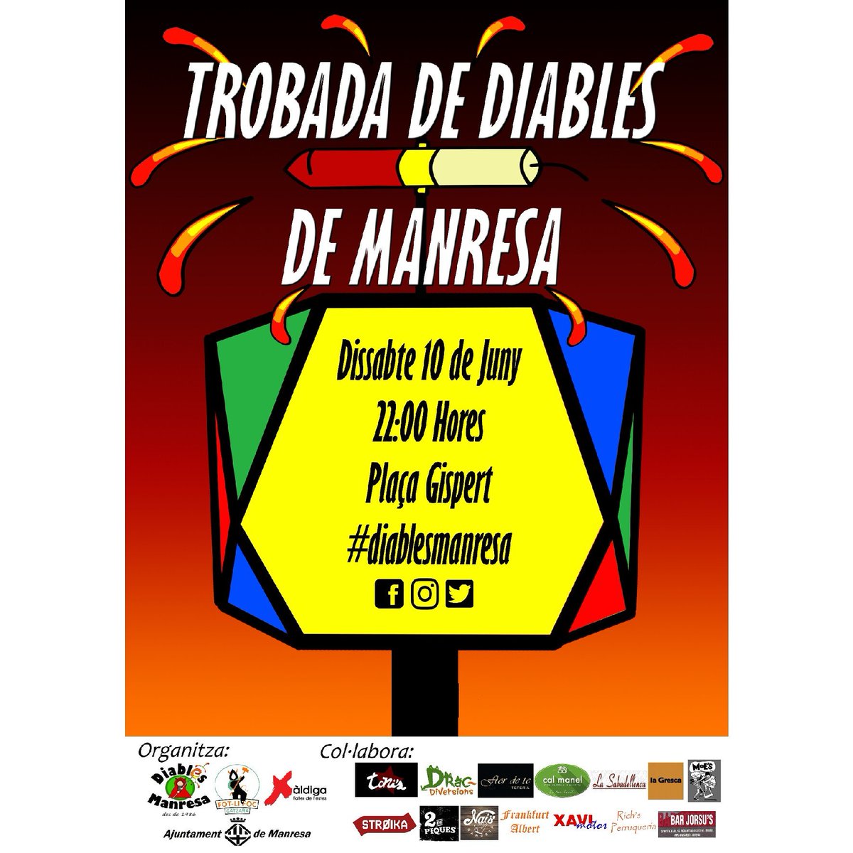 Trobada de Diables de Manresa!
Ja la tenim aquí!  10 de juny, 22:00, plaça gispert 
#trobadadiablesmanresa #somdiables #diablesicorrefocs