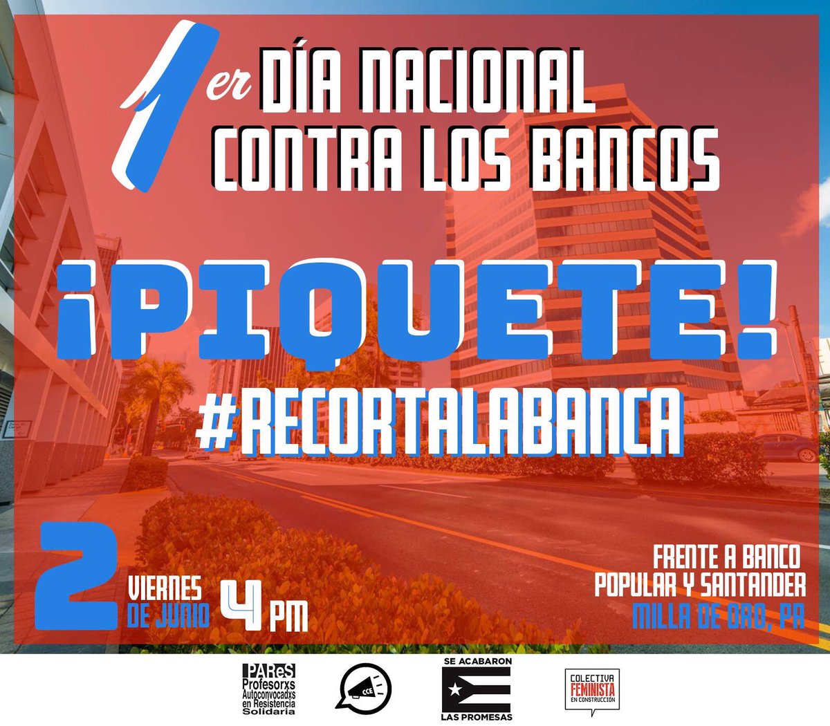 CCMEUPRRP's tweet photo. 🚨 Trae pancartas, instrumentos, cacerolas, pinturas, lo que sea que se te ocurra. #RecortaLaBanca #SantanderPR #BPPR #QuePaguenLosCulpables📣 https://t.co/eziY3PPtB7