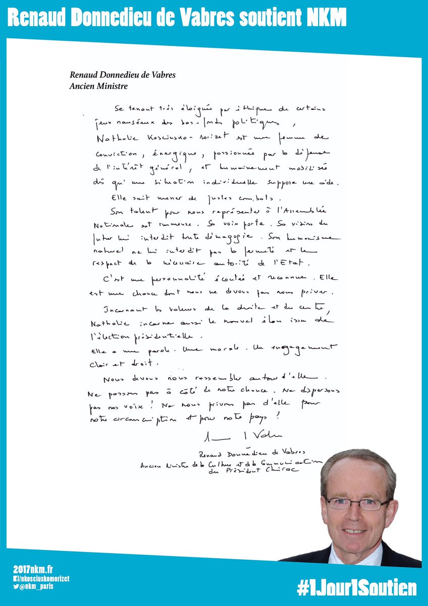nk_m's tweet photo. Merci à Renaud Donnedieu de Vabres de ce message d'amitié. Une fierté venant d'un homme qui a tant fait pour notre culture ! #1Jour1Soutien https://t.co/7SBHsilDAV