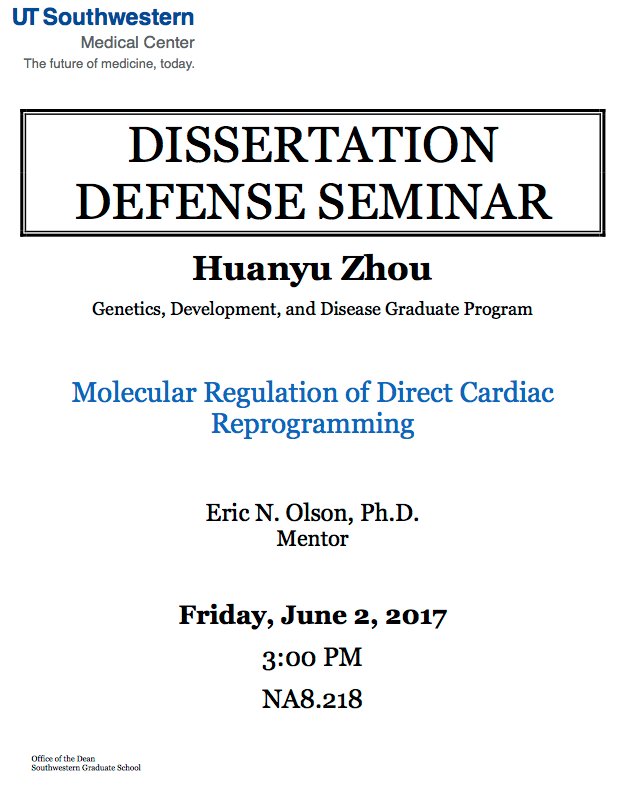 GDDgradprogUTSW's tweet image. Join us tomorrow for Huanyu Zhou @huanyu007&apos;s defense! He is from @lab_olson in @UTSWMolBiol :)