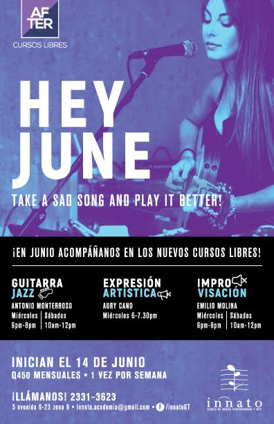 Los cursos libres de Innato para junio: #guitarrajazz #expresionartistica #improvisacion <a href="/monterrosomusic/">Antonio Monterroso</a> @aurichula  @emiliomolina62