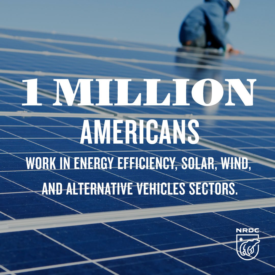NRDC's tweet photo. Trump may want to make America the energy loser of the world, but luckily he can’t stop the progress. #ActOnClimate https://t.co/KwrcGElsAx