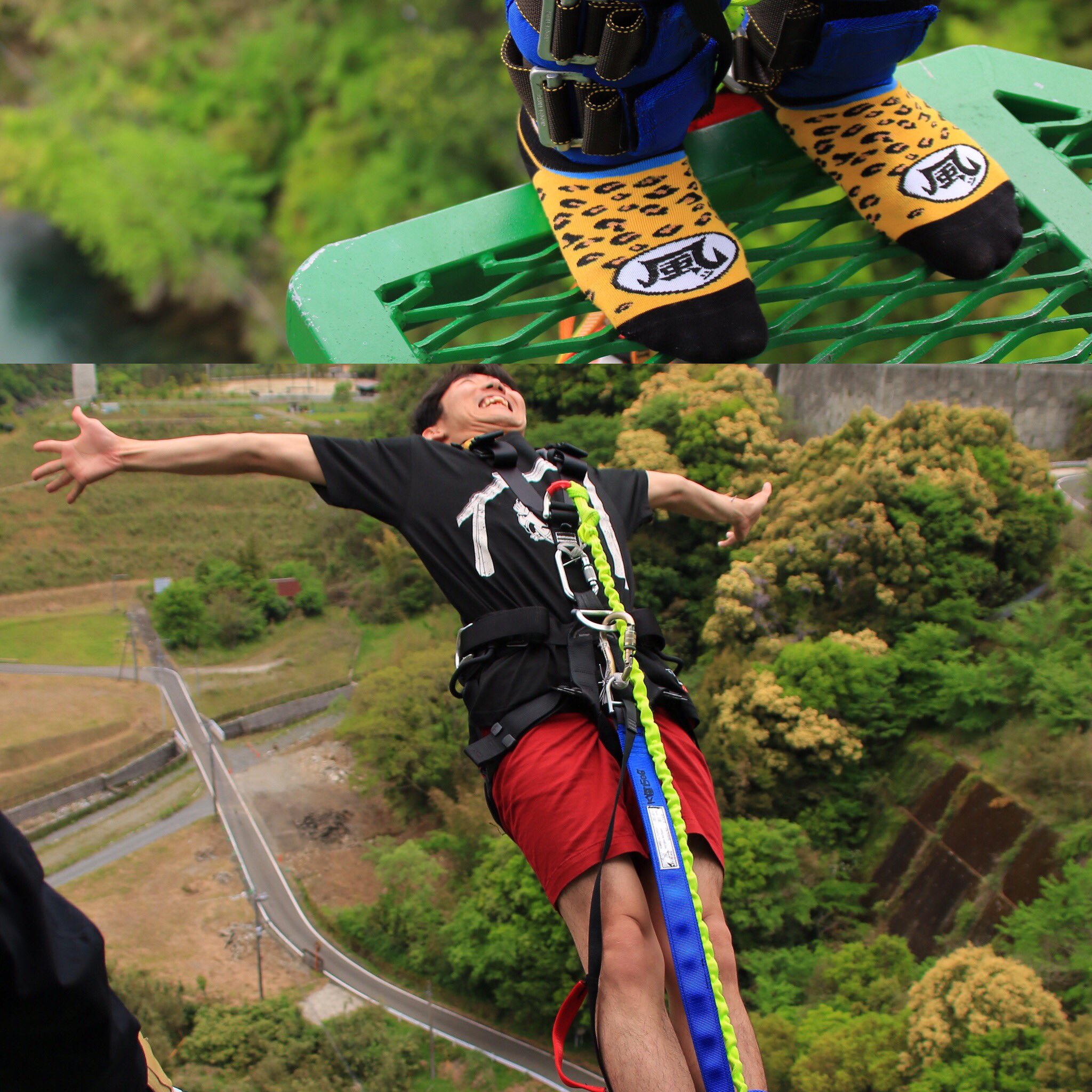 けーすけ A Twitter 5月4日熊本 五木村バンジーセカンドジャンプは後ろ 五木村限定のtシャツがホンマかわいい 後は相変わらずダメダメジャンプ 五木村バンジー バンジージャパン バンジージャンプ