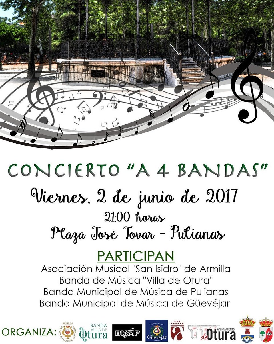 Mañana tenemos la primera cita del proyecto 'A 4 BANDAS' en #Pulianas. ¡Os esperamos! <a href="/AytoOtura/">Ayuntamiento Otura</a> <a href="/AytoArmilla/">Ayto. Armilla</a> <a href="/Ayto_Pulianas/">Ayuntamiento Pulianas</a> #A4Bandas