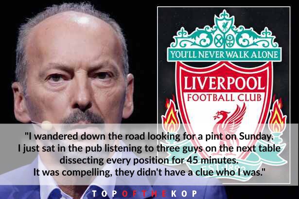 TOTKHQ's tweet photo. New Liverpool chief executive Peter Moore says he has been eavesdropping on fans' pub conversations to get their views on the club #LFCCEO https://t.co/4xZ5rcHfg5