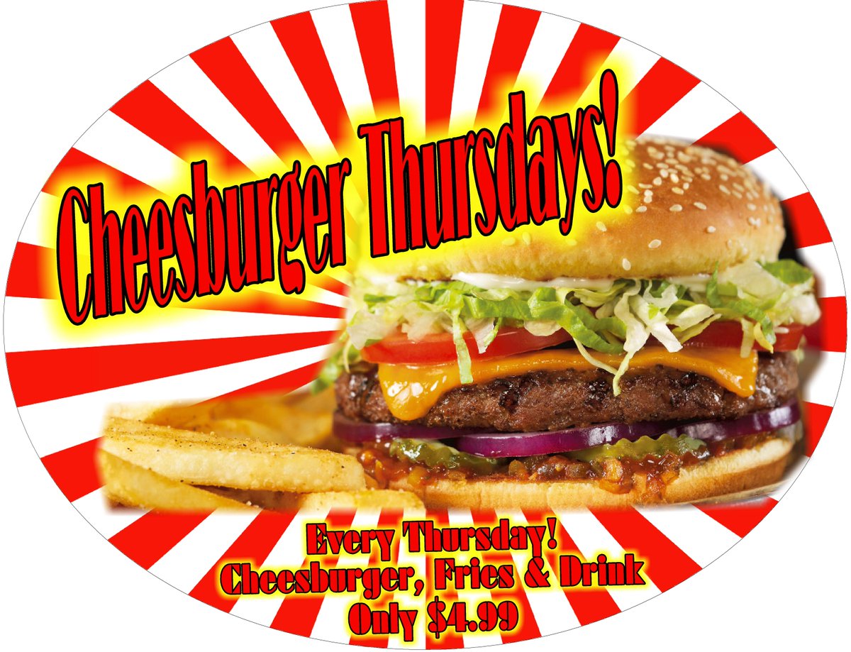 ChickadeesDiner's tweet photo. It’s Cheesburger Thursday! Join us at 1729 Marshall Street #cheeseburger #chickfood #dailyspecial https://t.co/DfdL2xkkuz