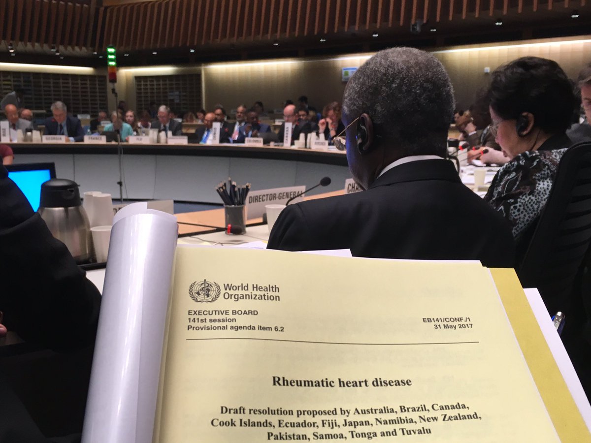 etiennekrug's tweet photo. Today @WHO Exec Board #EB141 discussed 1st resolution on rheumatic heart disease, a preventable disease killing 300000/yr Can be eliminated https://t.co/ZF4B2objYk