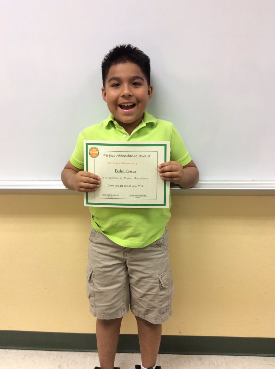 grade2pse's tweet photo. Perfect attendance award! Way to go Pedro! @ParksideProud https://t.co/jULjWusuXC