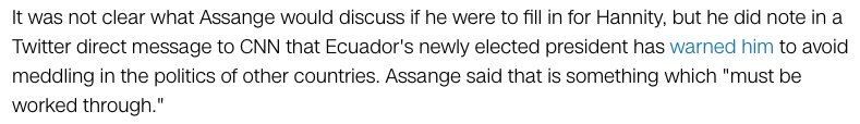 JulianAssange's tweet photo. Every year or so I make the mistake thinking someone at CNN must be OK. What I wrote, on the left, what CNN published on the right: https://t.co/V5GkUfI4RU