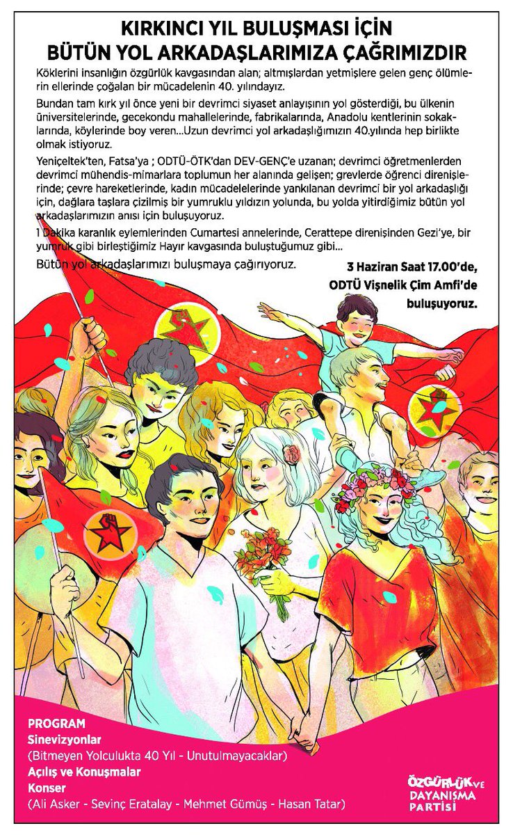 Kırkıncı Yıl Buluşması İçin Bütün YOL Arkadaşlarımıza Çağrımızdır...