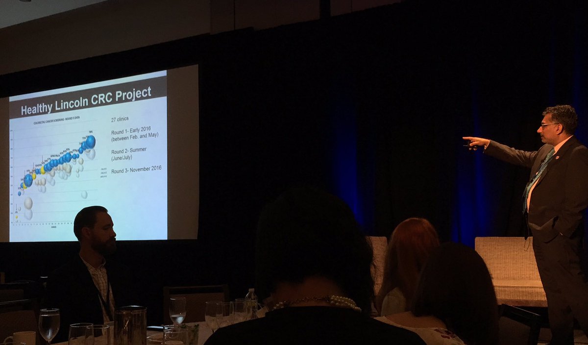 cancernowaydude's tweet photo. Ali Khan: "My favorite slide." Increasing CRC screening in 27 primary care clinics in Nebraska. Opening session at #PPBMeeting
#80by2018 https://t.co/Qv75ky1cDw