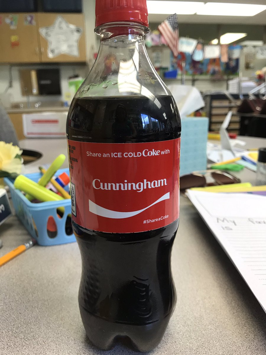 "Hey Ms. Cunningham! I got you a coke. It has your name on it!" Thanks Cass family! #WeAreLamphere #ShareACoke <a href="/SimondSuperstar/">Simonds Superstars |The Lamphere Schools</a>