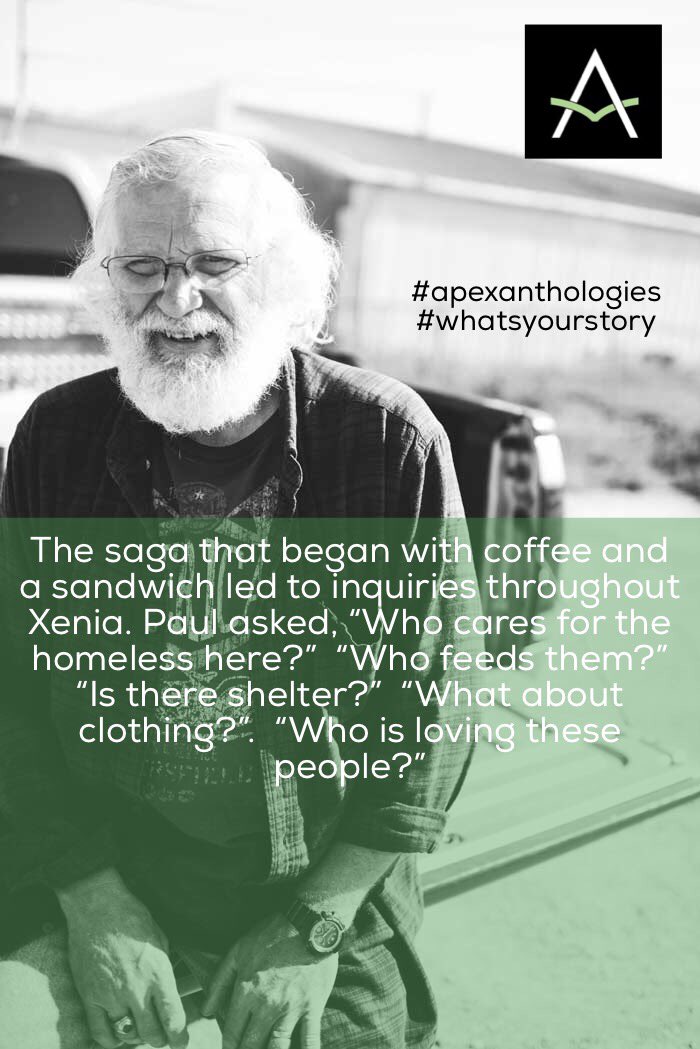 ApexAnthologies's tweet photo. Read how one of our own began loving the city of #Xenia by serving its homeless. #apexanthologies #whatsyourstory https://t.co/E8cWVAKHx4 https://t.co/v29iUfAOXG