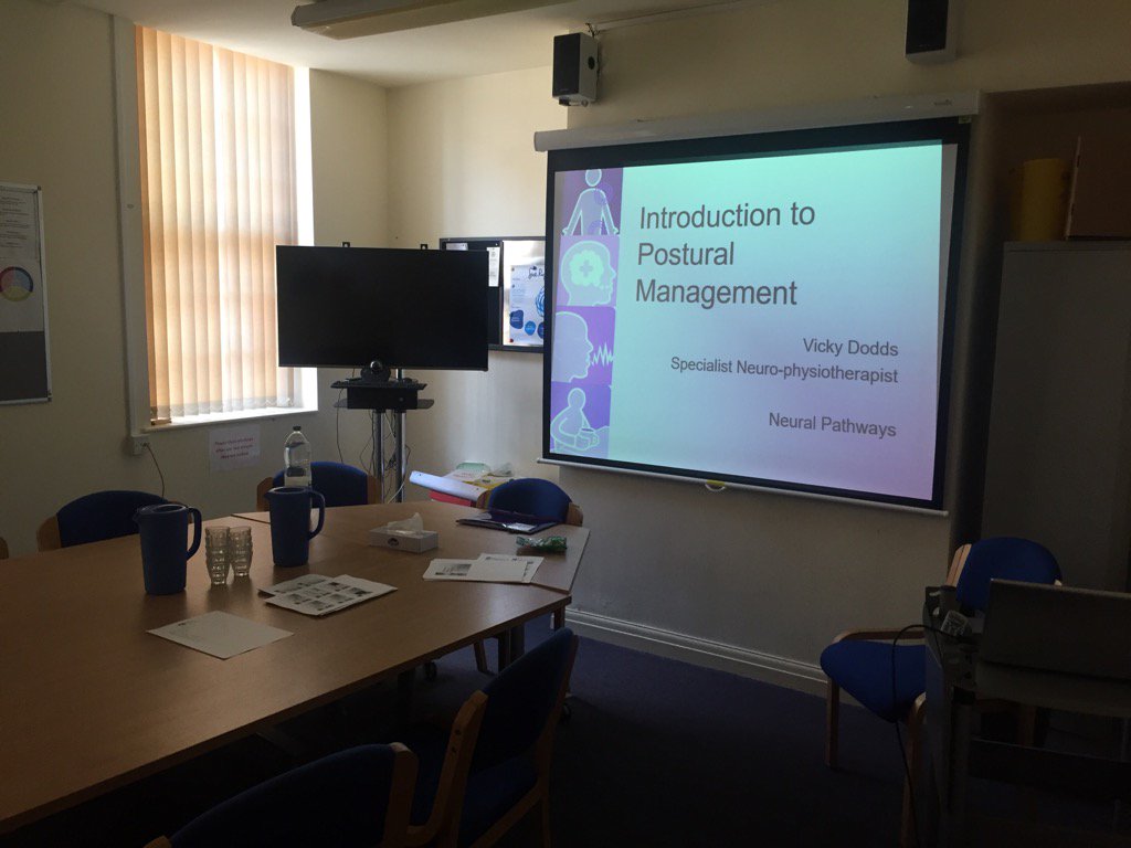 physiochris4's tweet photo. All set for an afternoon of Postural Management training with @NPrehab. Practical session pics to follow! https://t.co/w68hF78Aec